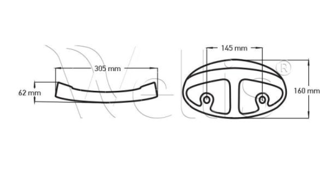 Wellis Kopfkissen 305x160x62 ovale hellgrau EVA (CHA)
