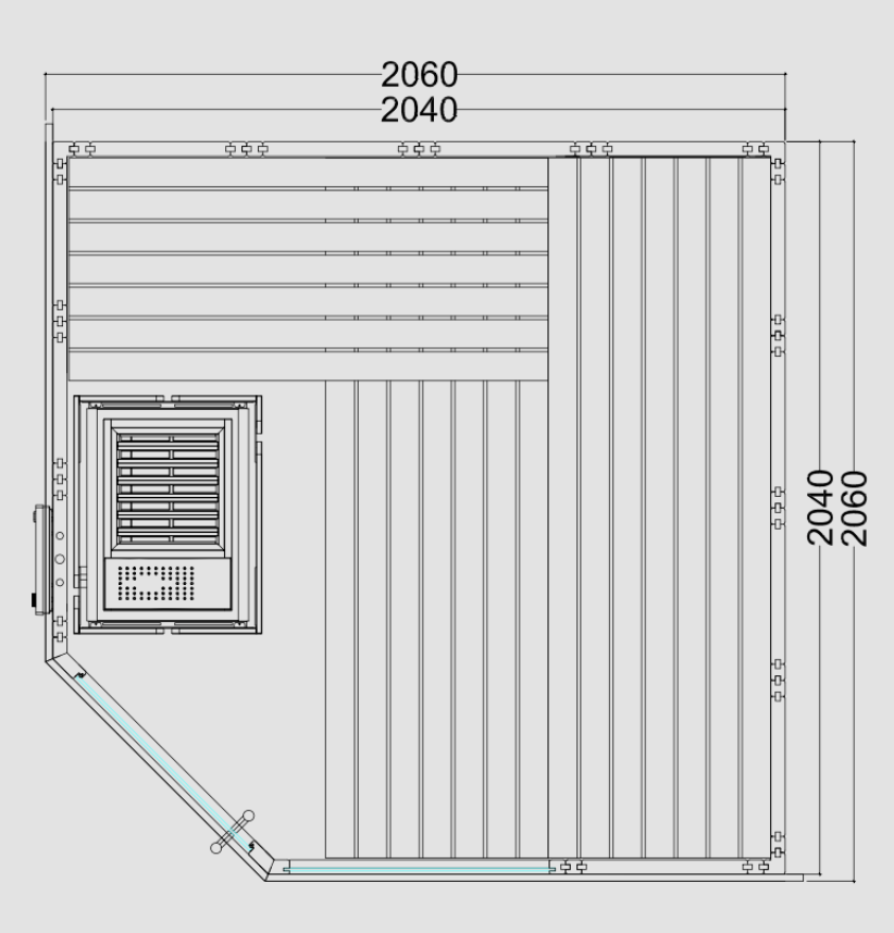 Saunakabine Harvia Himalaya Corner Infrarot 206x206x204cm BxTxH 