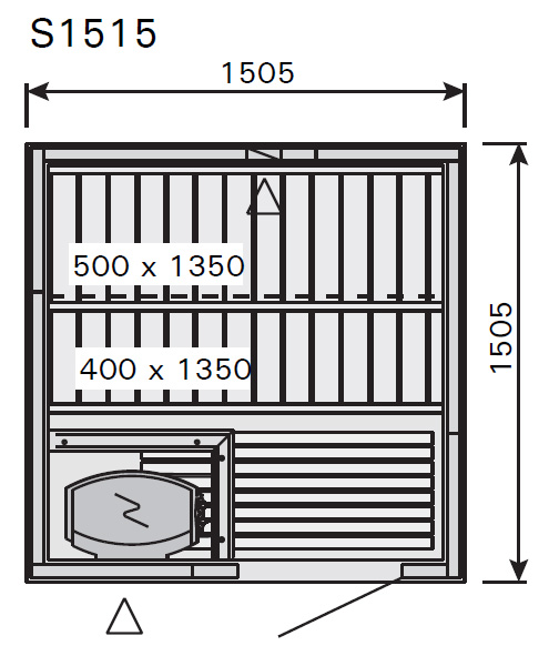 Saunakabine Harvia S1515 Variante 150x150x204cm LxBxH mit oder ohne Ofen