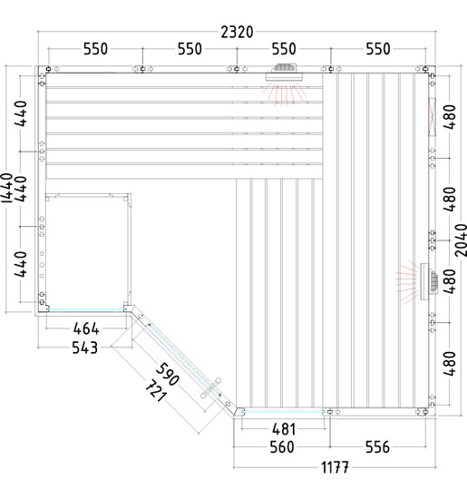 Saunakabine Harvia Arktis Infrarot 234x206x204cm BxTxH