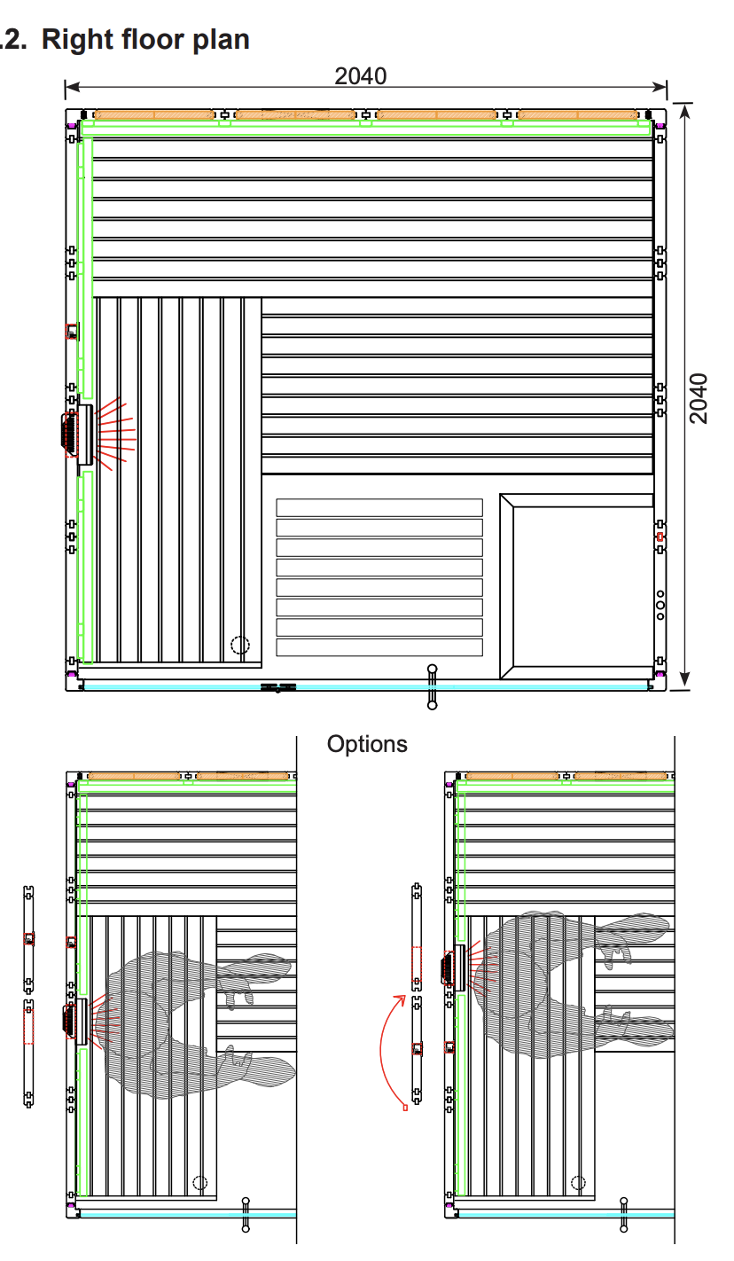 Saunakabine Harvia Himalaya Large Infrarot 206x206x204cm BxTxH