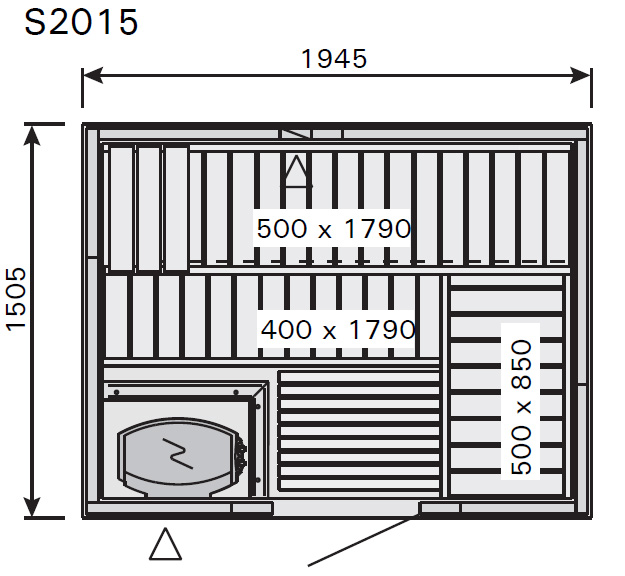 Saunakabine Harvia S2015 Variante 195x150x204cm LxBxH mit oder ohne Ofen