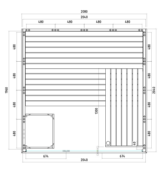 Saunakabine Harvia Alaska View 208x206x204cm BxTxH 