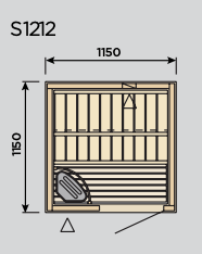 Saunakabine Harvia S1212 Variante Mini 115x115x204cm LxBxH mit oder ohne Ofen 
