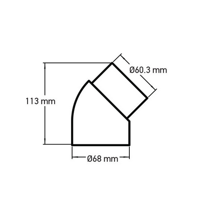Wellis Verbindungsmuffe 45° Bogen DN60mm