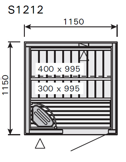 Saunakabine Harvia S1212 Variante Mini 115x115x204cm LxBxH mit oder ohne Ofen 